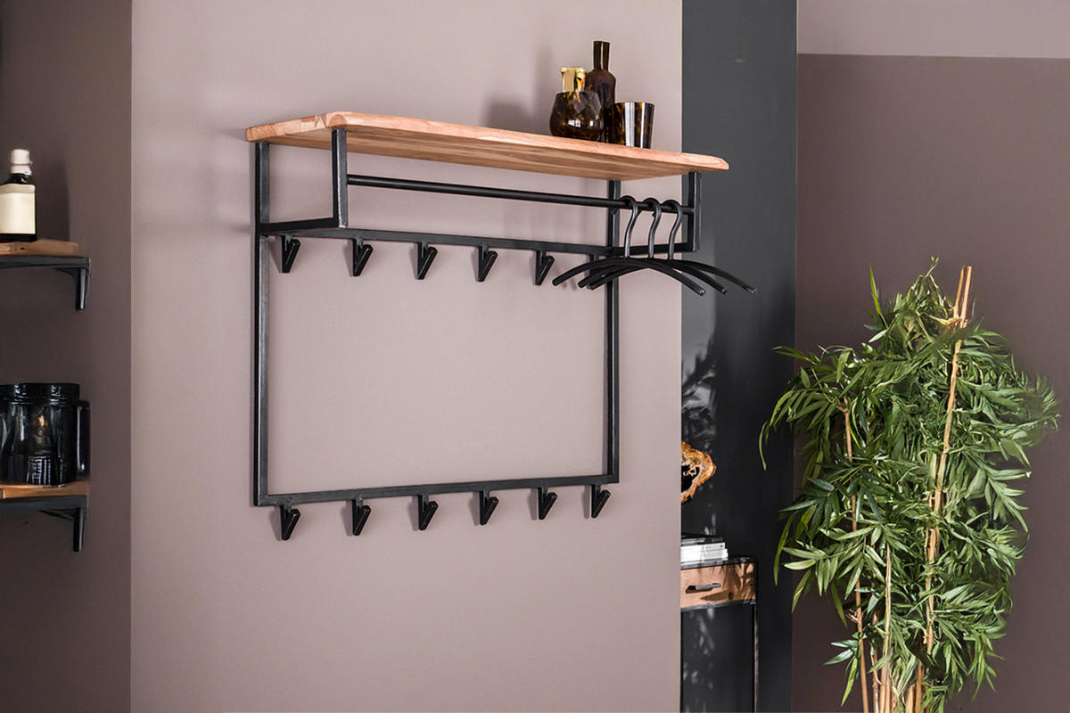 GARDEROBE NEREA Schwarz Akazie - Schwarz, Metall (100/80/33cm) - KAWOLA