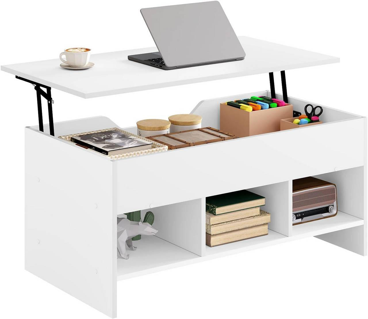 Woltu Couchtisch Weiß 96x45x51 cm