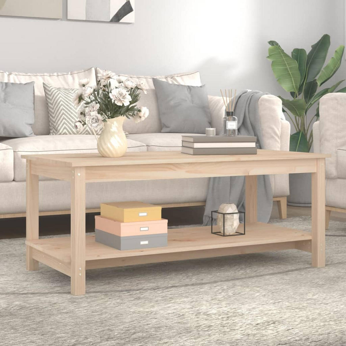 COUCHTISCH 110x55x45 cm Massivholz Kiefer - Braun, Holz (110/55/45cm) - furnicato