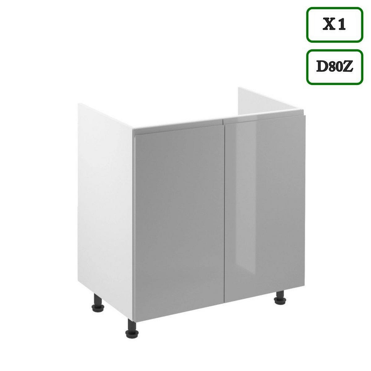 KÜCHENZEILE 320 cm – Aspen K91-M320 - in Weiß/Hochglanz - Grau, Holzwerkstoff (320/212/60cm)