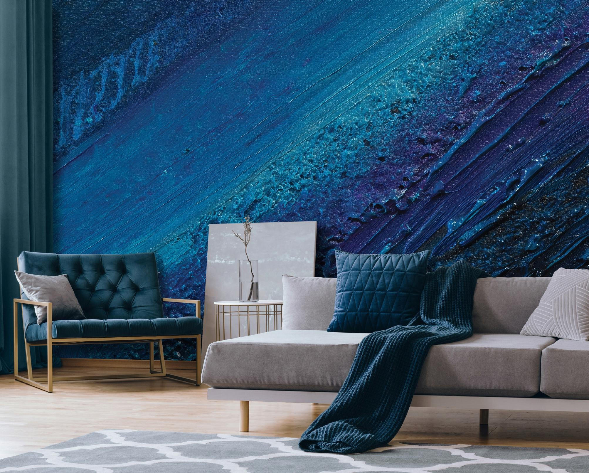 FOTOTAPETE Abstrakt Struktur Blau 250x175 cm - Multicolor, Papier (250/175cm) - Wallarena