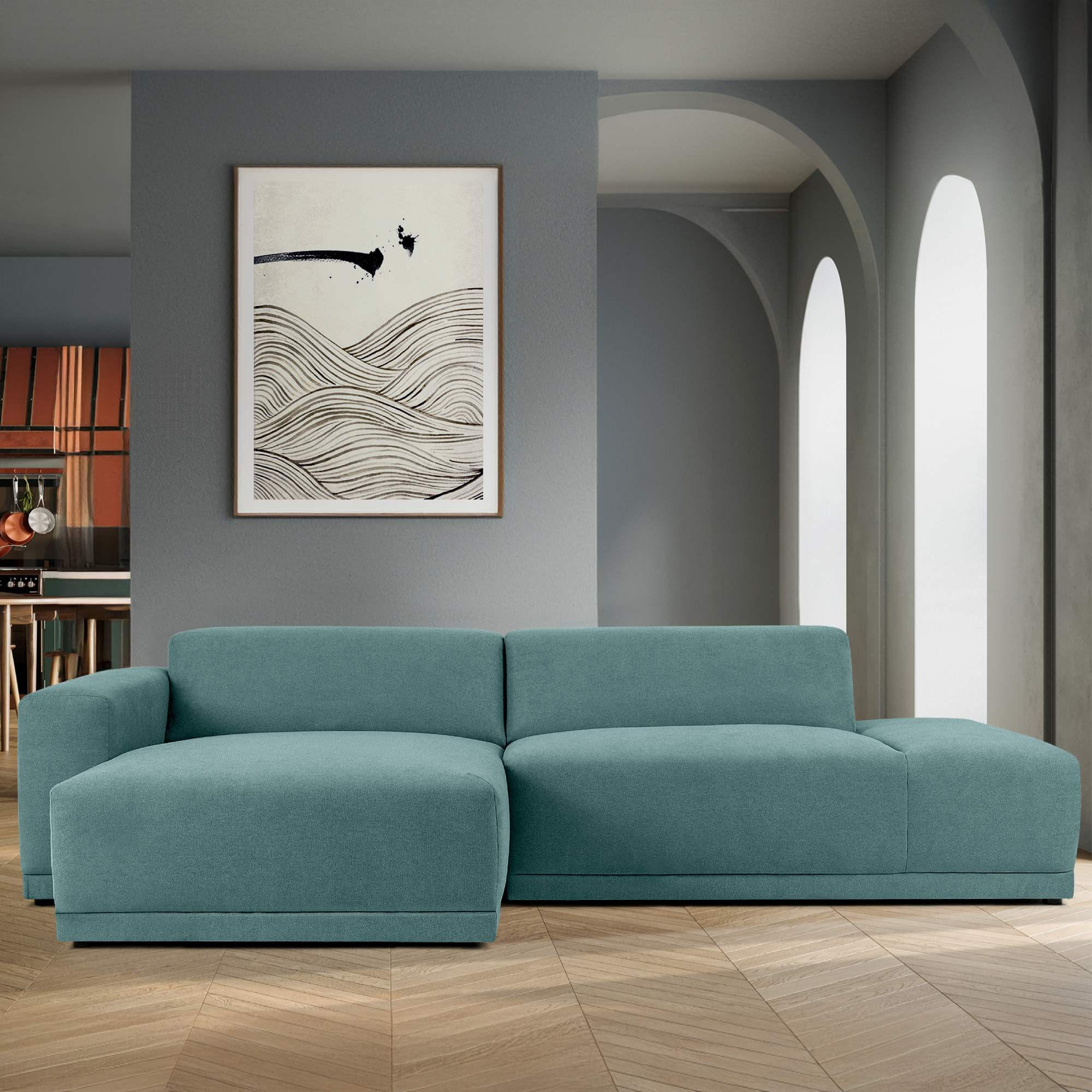 Thumbnail - Konsimo® Ecksofa, Blau, Textil, 5-Sitzer, L-Form,L-Form, 280x160 cm, Wohnzimmer, Sofas & Couches, Wohnlandschaften, Ecks...