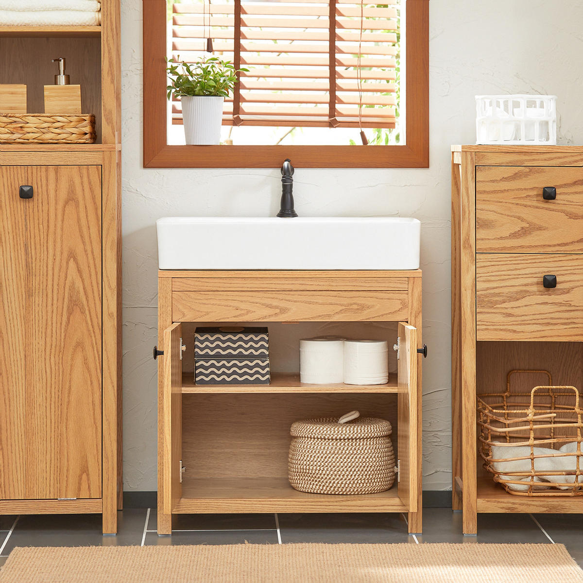 WASCHBECKENUNTERSCHRANK Natur - Hellbraun, Holzwerkstoff (60/60/35cm) - SoBuy