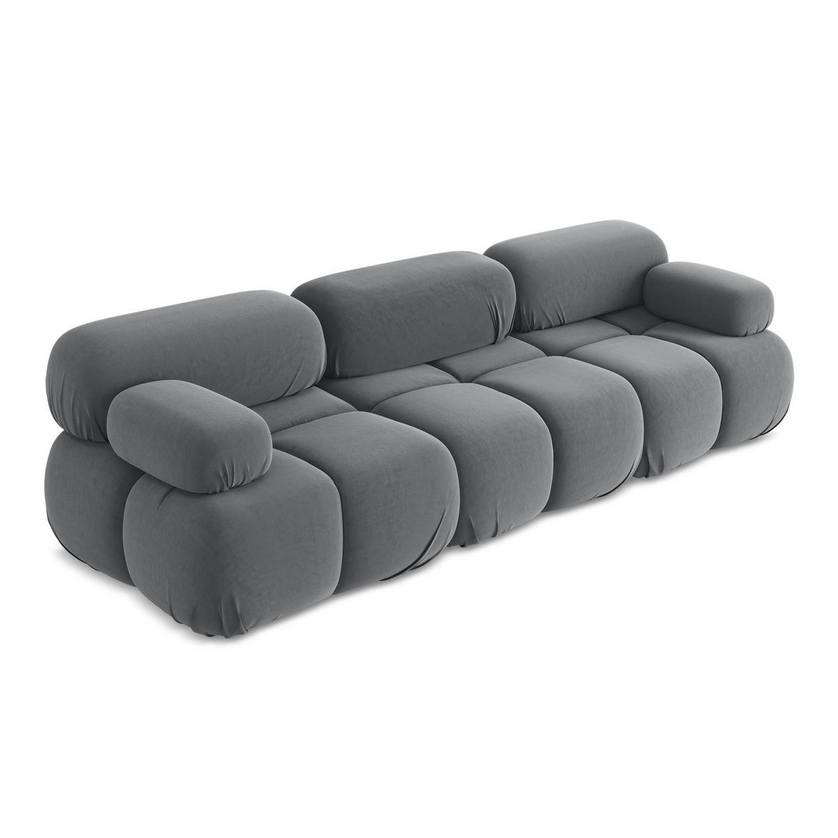 3-SITZER SOFA Samt Stoff Grau - Dunkelgrau/Schwarz, Kunststoff/Textil (285/70/96cm) - LaMiaSofa