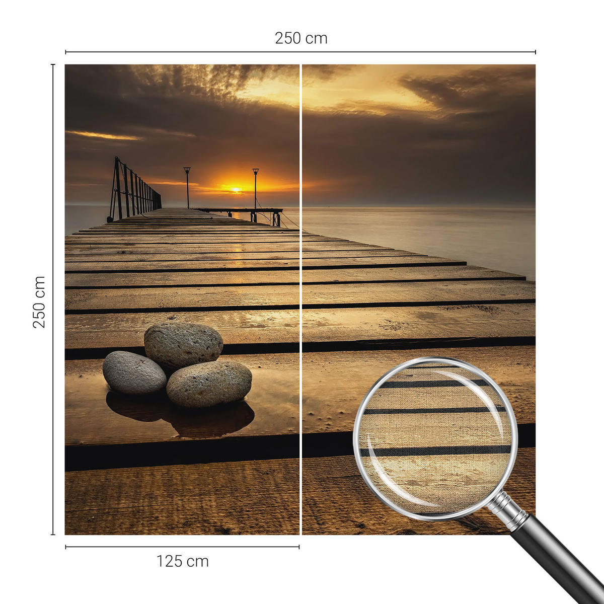 FOTOTAPETE 250x250 cm - Sonnenuntergang - Braun, Textil (250/250cm) - Wallfluent