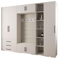 GARDEROBEN-SET 236,7/290/47 - Schwarz/Weiß, Holz/Kunststoff (290/236.7/47cm) - Abiks Möbel