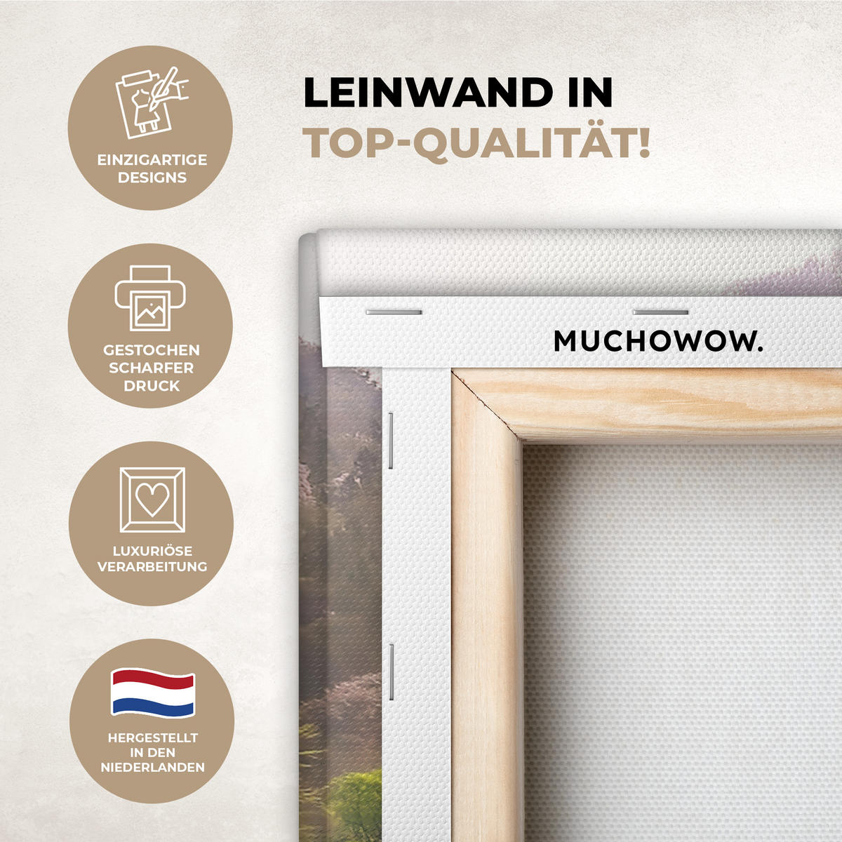 LEINWANDBILD Natur - Bäume - Berge - See - Wasser 50x50 cm - Hellgrün, Textil (50/50cm) - MuchoWow