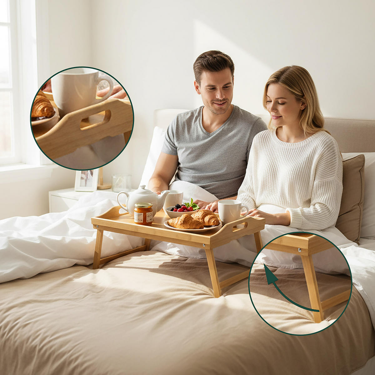 NOČNÝ stolík - svetlohnedá, drevo - Relaxdays