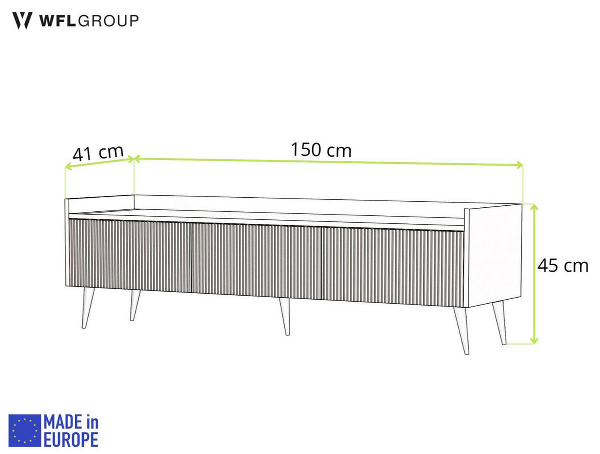 TV-LOWBOARD Arysa in Braun Walnuss Holzoptik 150/45/41 cm - Dunkelbraun/Walnussfarben, Holzwerkstoff/Metall (150/45/41cm) - WFL GROUP