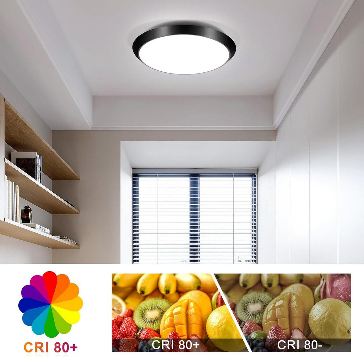 LED-DECKENLEUCHTE Frisbee 30 cm - Schwarz, Kunststoff (30/30/4cm) - Nettlife