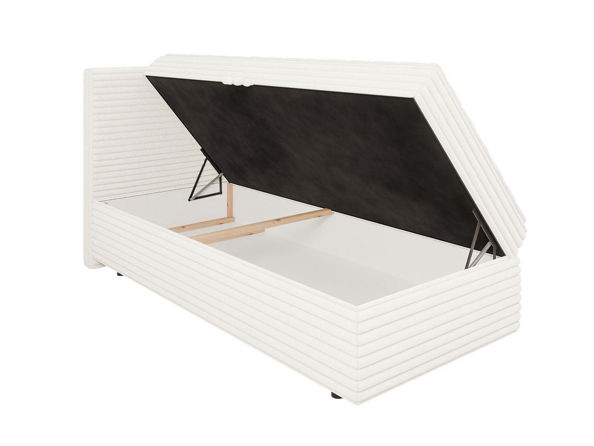 BOXBETT Roma 90/200 cm Hellbeige Plüschcord - Beige/Schwarz, Holz/Kunststoff (90/200cm) - S-Style Möbel