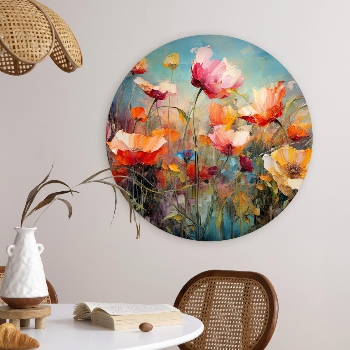 WANDBILD Blumen - Aquarell - Kunst - Botanisch - Natur 60x60 cm - Orange, Kunststoff (60/60cm) - MuchoWow
