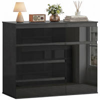 SIDEBOARD Schwarz Hochglanz mit 5 Schubladen und Soft-Close-Tür - Schwarz, Holzwerkstoff (100/80/40cm) - PANGIVO