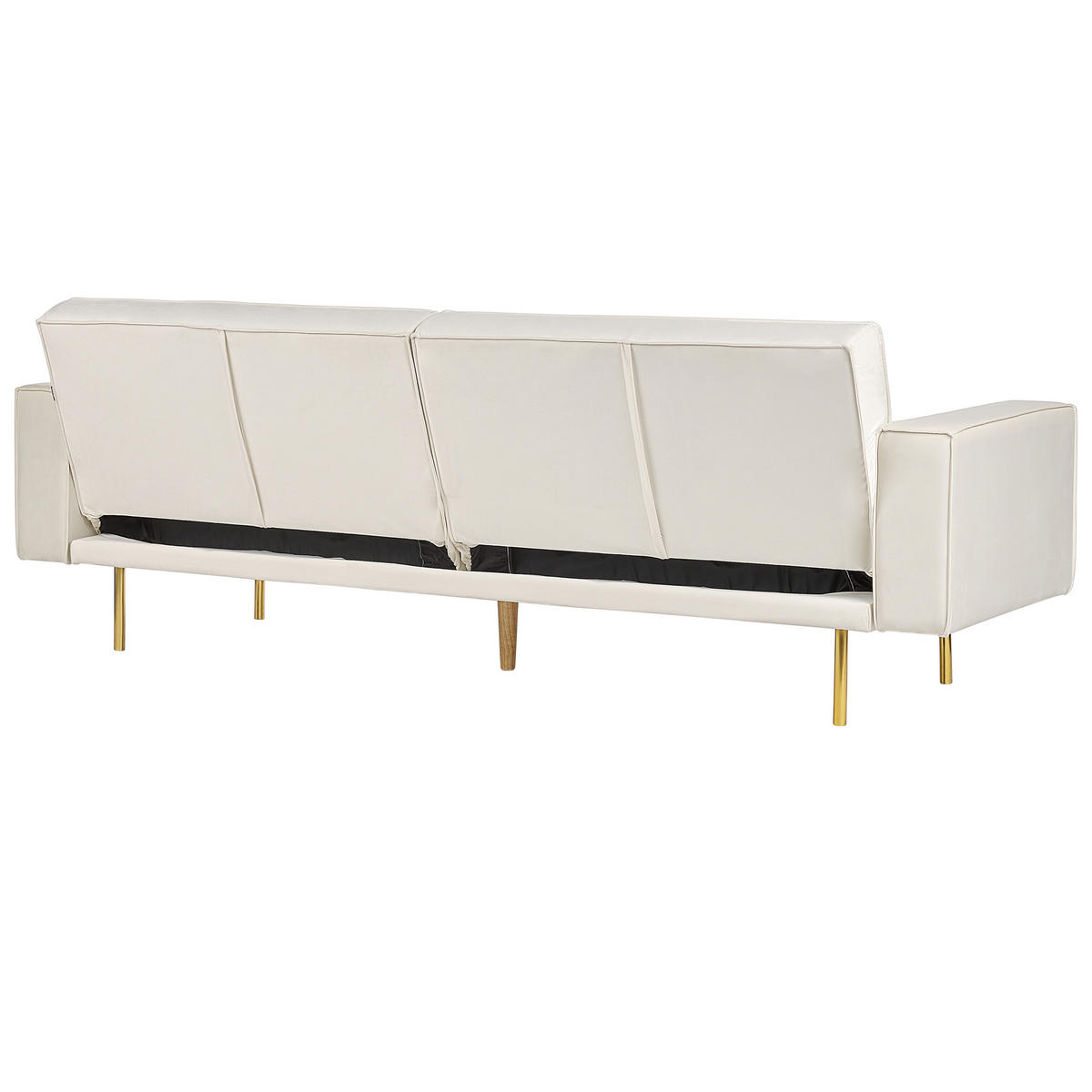 3-SITZER-SCHLAFSOFA Samtstoff cremeweiß Visnes - Goldfarben/Weiß, Textil (218/80/81cm) - Beliani