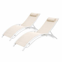 LIEGESTÜHLE Cali aus Stahl Weiß 2er-Set + Tisch - Weiß, Metall (81/59/157cm) - Concept Usine