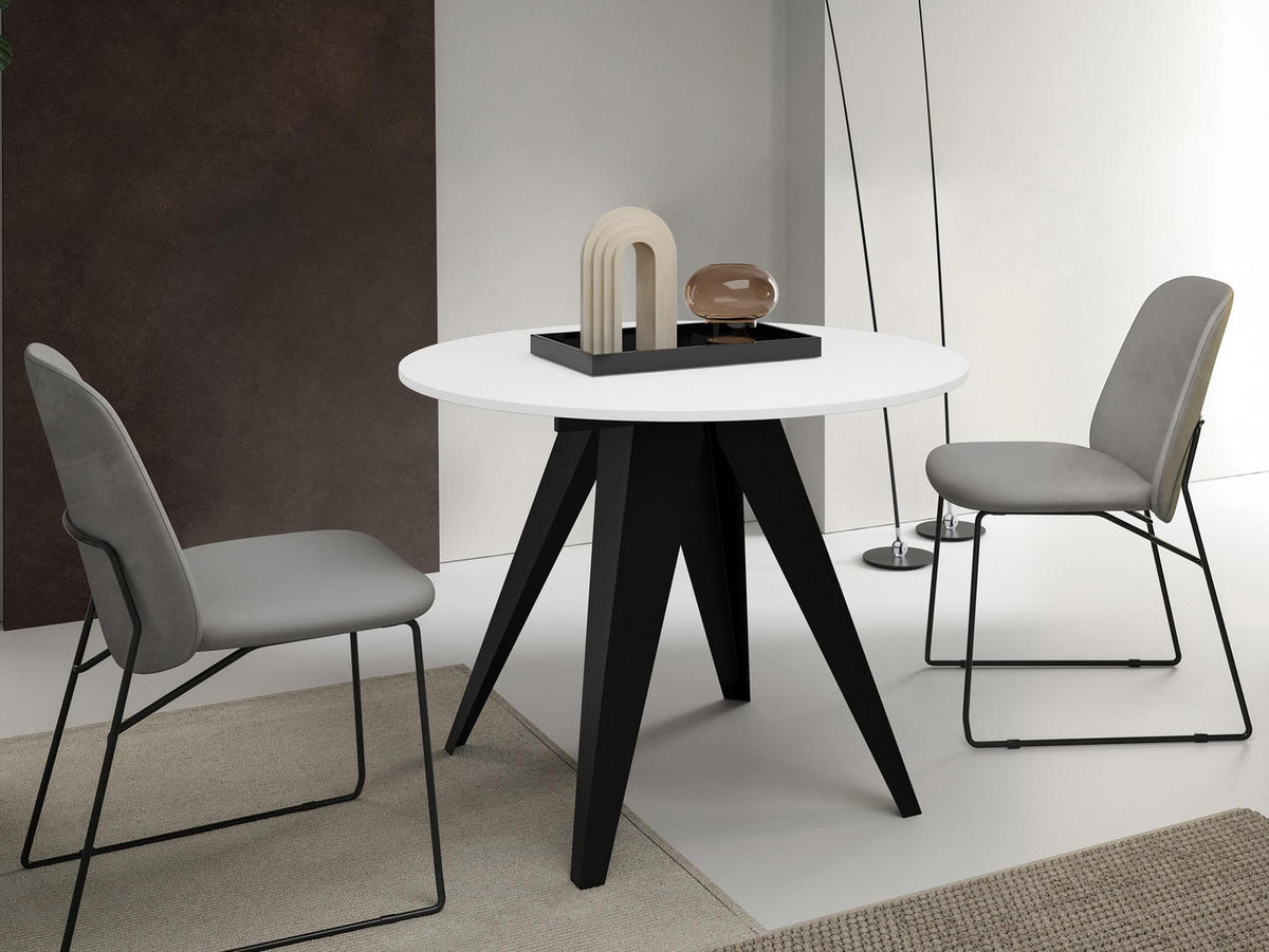 TISCH Gerda 90 - Schwarz/Weiß, Holzwerkstoff/Metall (90/90/76cm) - MIRJAN24