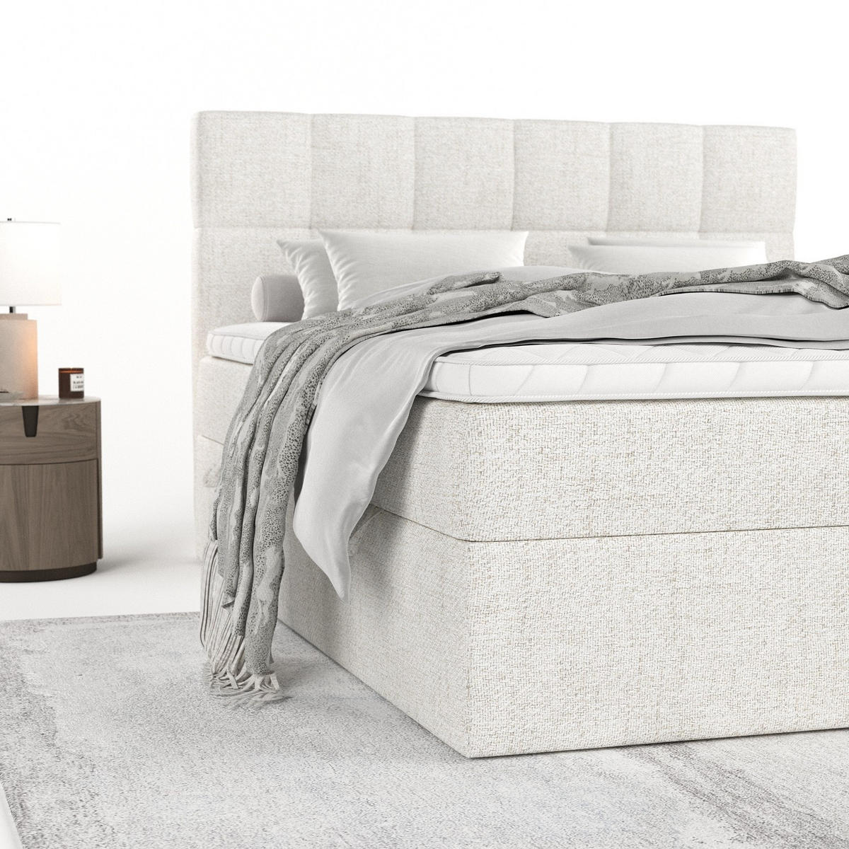 POSTEL BOXSPRING VARENO 200/200 Krémová - černá/krémová, kov/dřevo (200/200cm) - AltaBeds