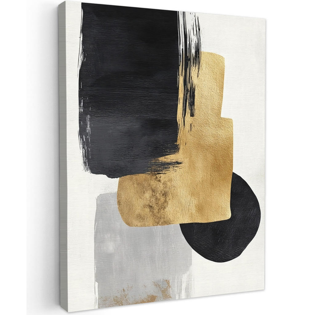 MuchoWow OBRAZ NA PLÁTNĚ Zlatá - Obdélníky - Kruhy - Abstraktní 60x80 cm