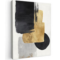 LEINWANDBILD Gold - Rechtecke - Kreise - Abstrakt Wandbild Wohnzimmer 60x80 cm - Weiß, Textil (60/80cm) - MuchoWow