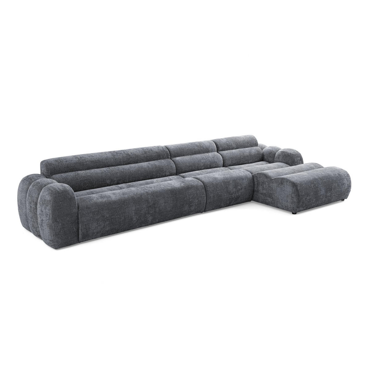 5-SITZER modulares Ecksofa VEER SET 2 Rechts, 175x379 cm, Chenille Webstoff Dunkelgrau - Dunkelgrau/Schwarz, Holz/Kunststoff (175/379cm) - Muffo