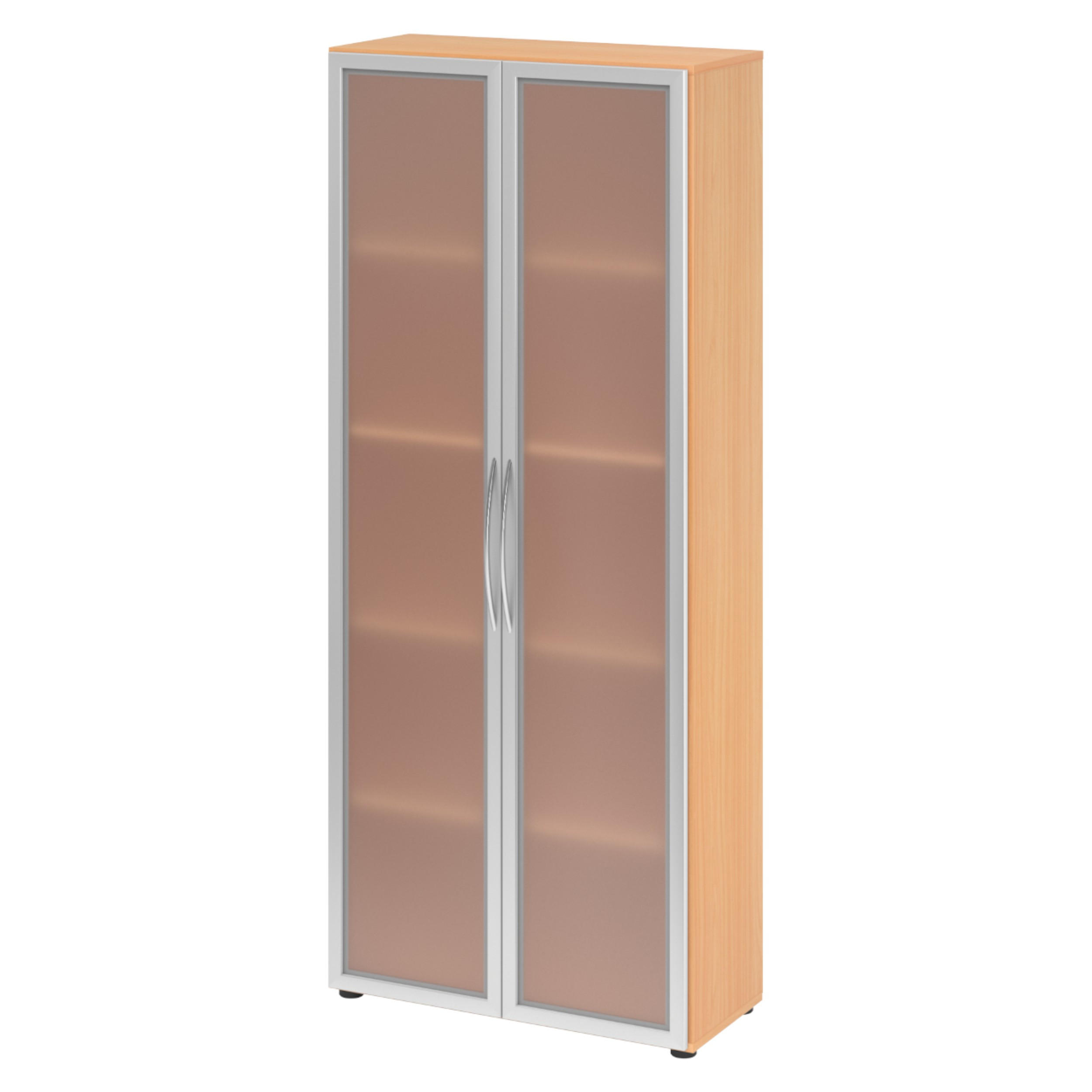 AKTENSCHRANK - 5 Ordnerhöhen 35/80/188 cm in Buchefarben/Milchglaß - Buchefarben, Holzwerkstoff (80/188/35cm) - bümö
