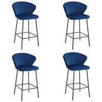 BARHOCKER 4er Set Marineblauer Samt, Bequeme Sitzfläche, Dunkelgraue Füße - Blau, Textil (43/46/33cm) - Best For Home