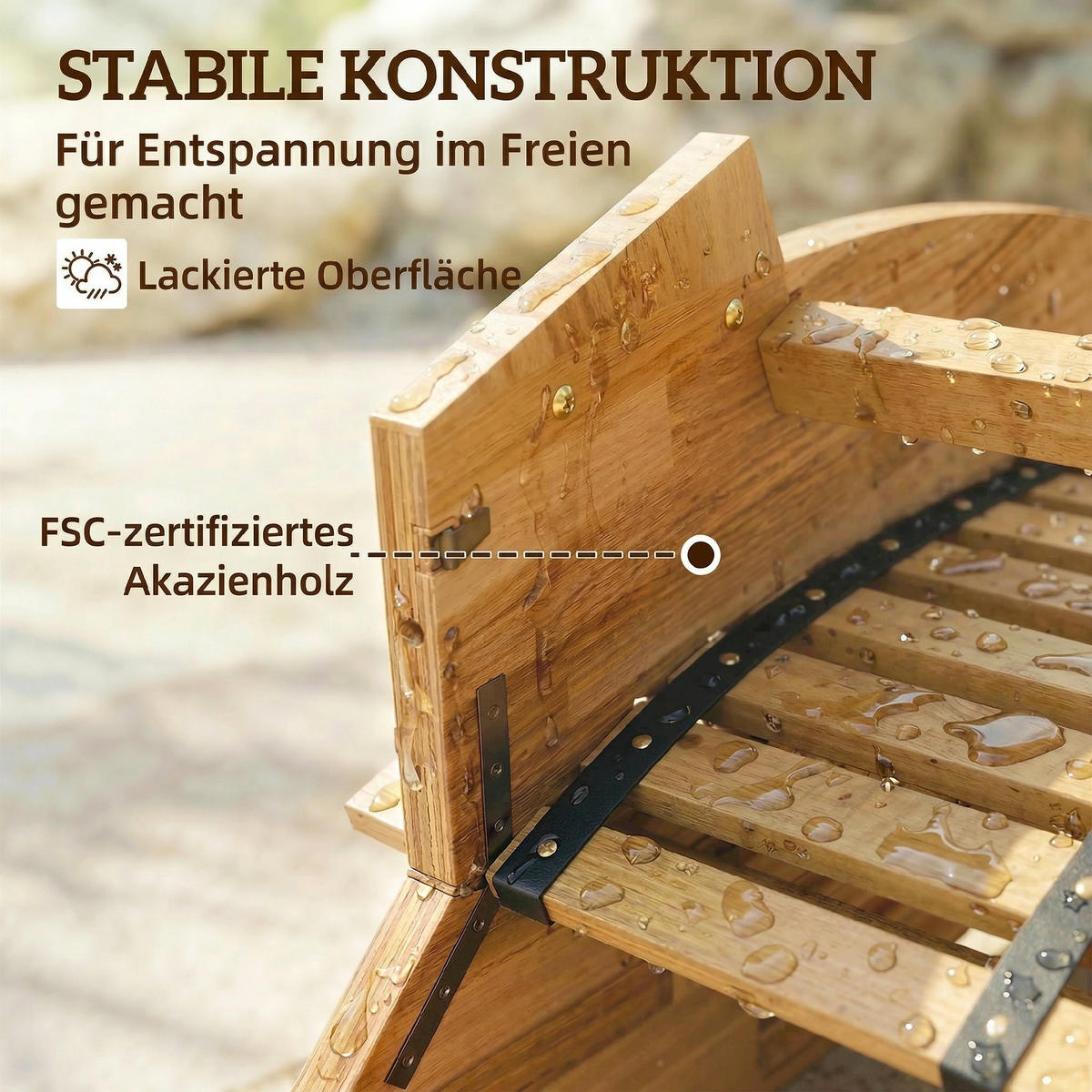 SCHAUKELLIEGE aus Akazienholz - Naturfarben, Holz (60/77/156cm) - Outsunny