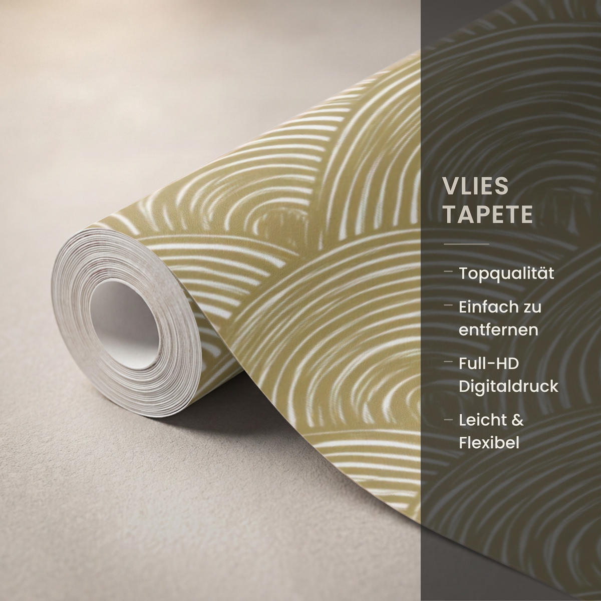 TAPETE - Fächer - Geometrisch - Grün - 200x200 cm - Goldfarben, Papier (200/200cm) - OnlyWow