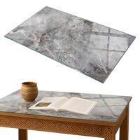 TISCHPLATTE 100x70 cm Muster aus Naturmarmor - Dunkelgrau, Glas (0.4/100/70cm) - TULUP