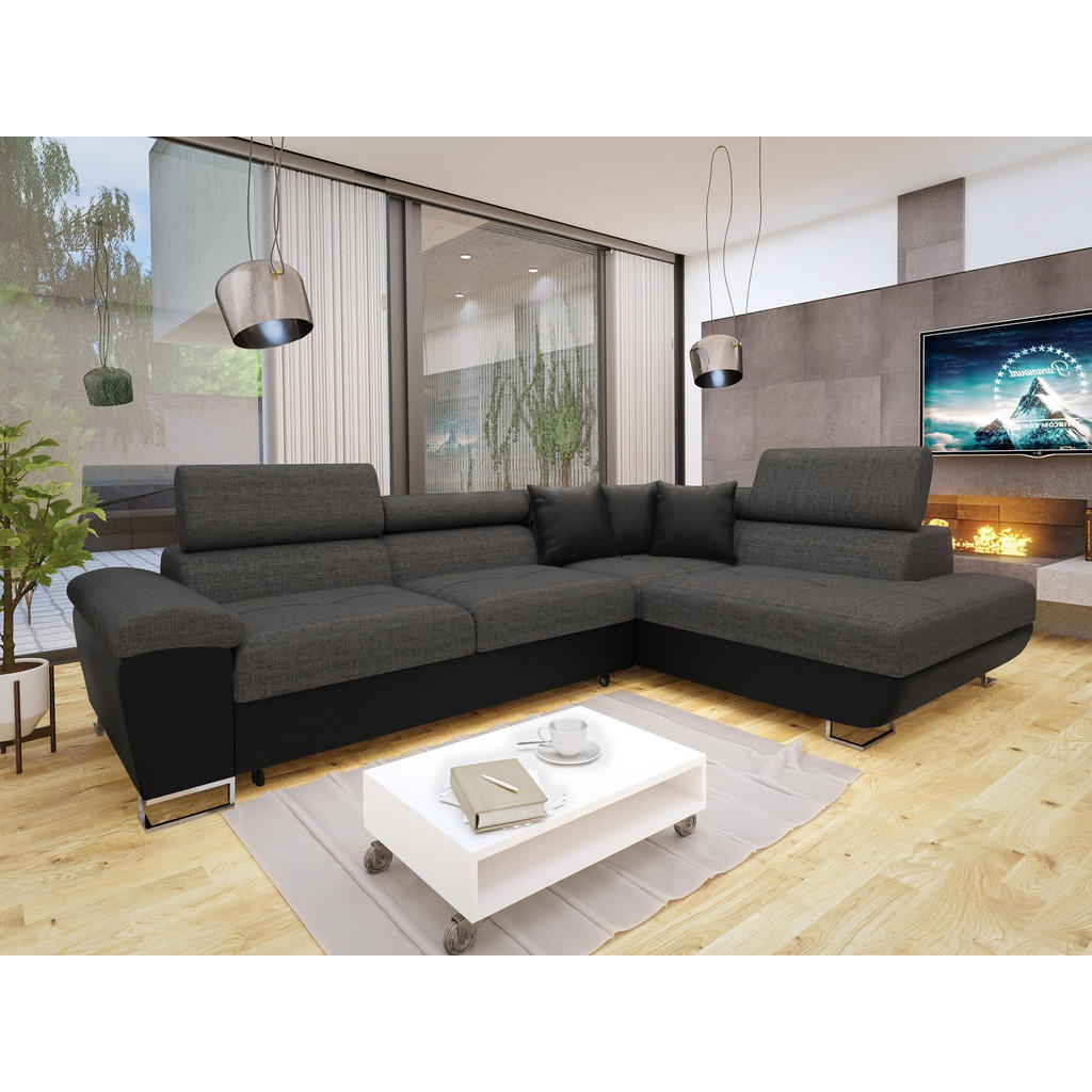 Thumbnail - Mirjan24 Ecksofa, Dunkelgrau, Textil, 6-Sitzer, Ottomane rechts,Rechteckig, 270x202 cm, Wohnzimmer, Sofas & Couches, Woh...