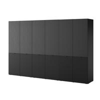 KLEIDERSCHRANK ZEN (Modular, Schwarz Matt, Rillenfront, 6-türig) - Schwarz, Holz/Holzwerkstoff (303/200/51cm) - Ravio