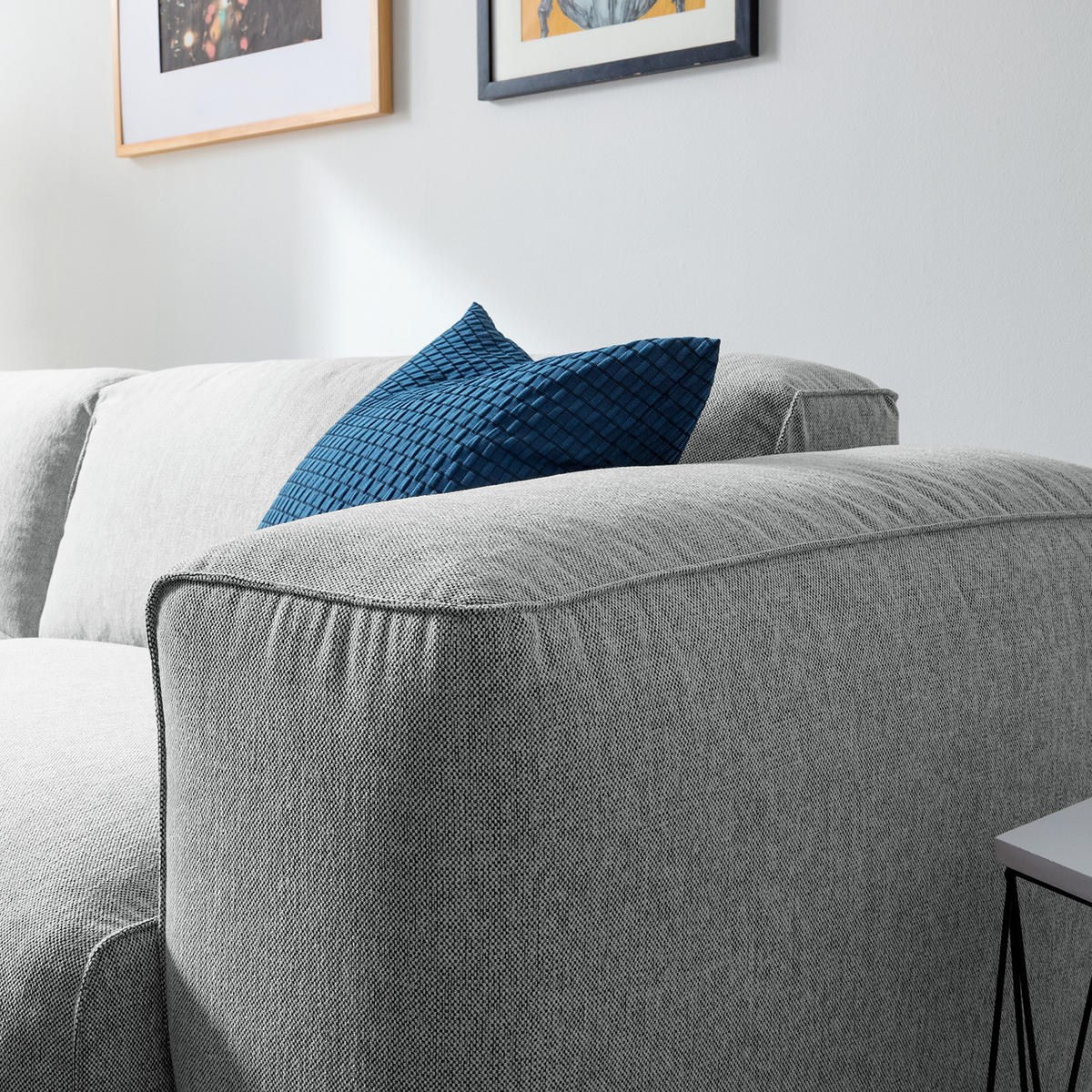 1,5-SITZER ECKSOFA mit Longchair - Hellgrau/Schwarz, Kunststoff/Textil (260/173cm) - home24