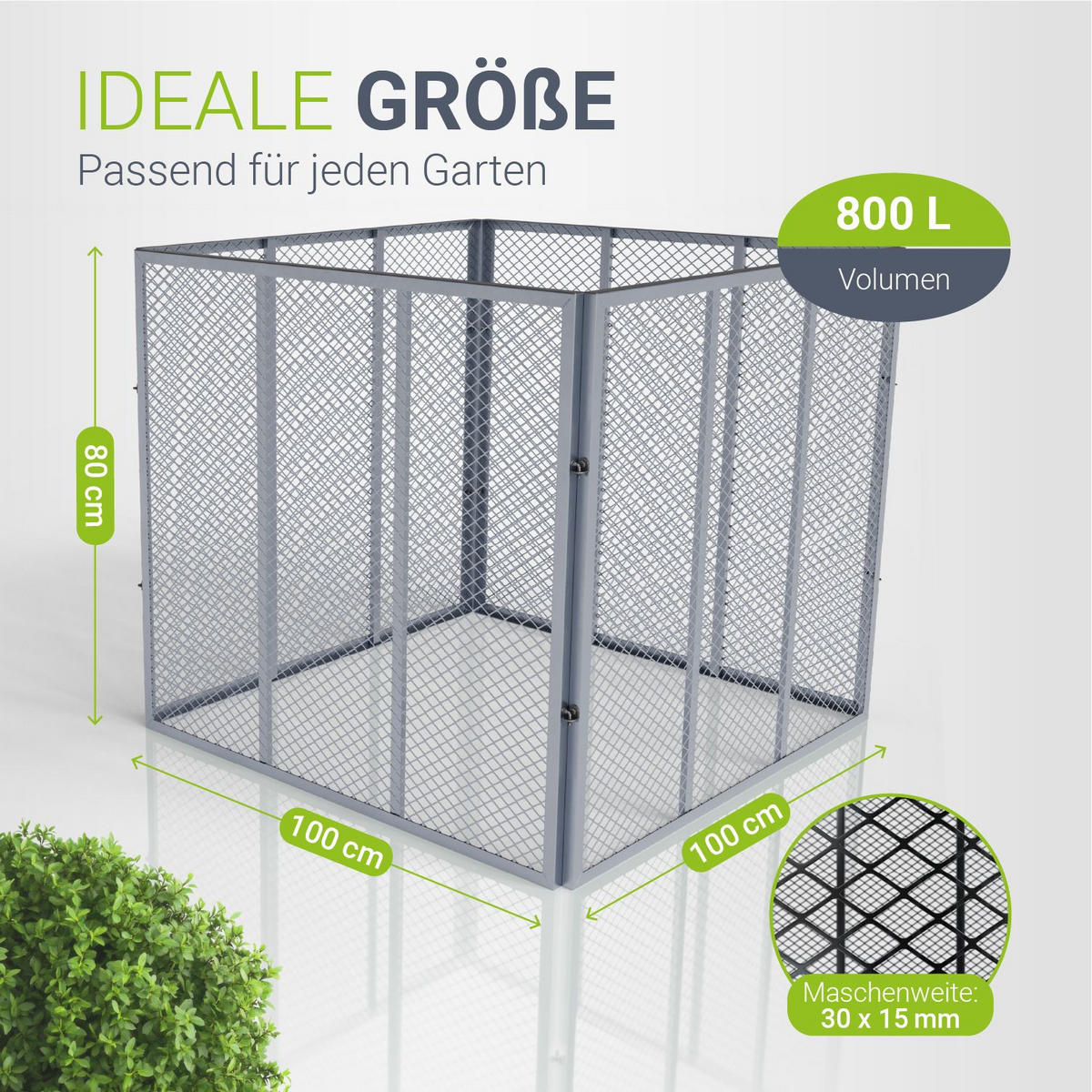 KOMPOSTER Metall silber 800L - Silberfarben, Metall (100/80/100cm) - Juskys