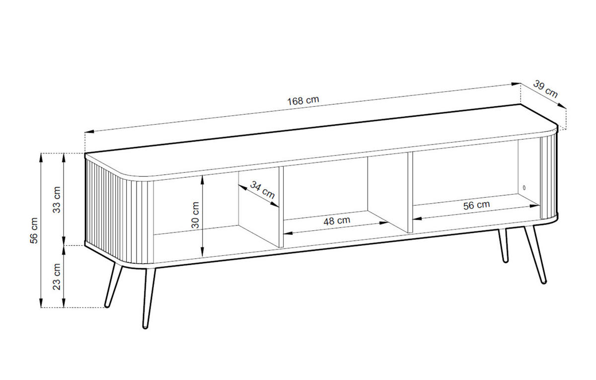 TV-SCHRANK Zova Schwarz, Goldene Beine, Tv-Tisch - Goldfarben/Schwarz, Holzwerkstoff/Metall (168/57/39cm) - Bettso