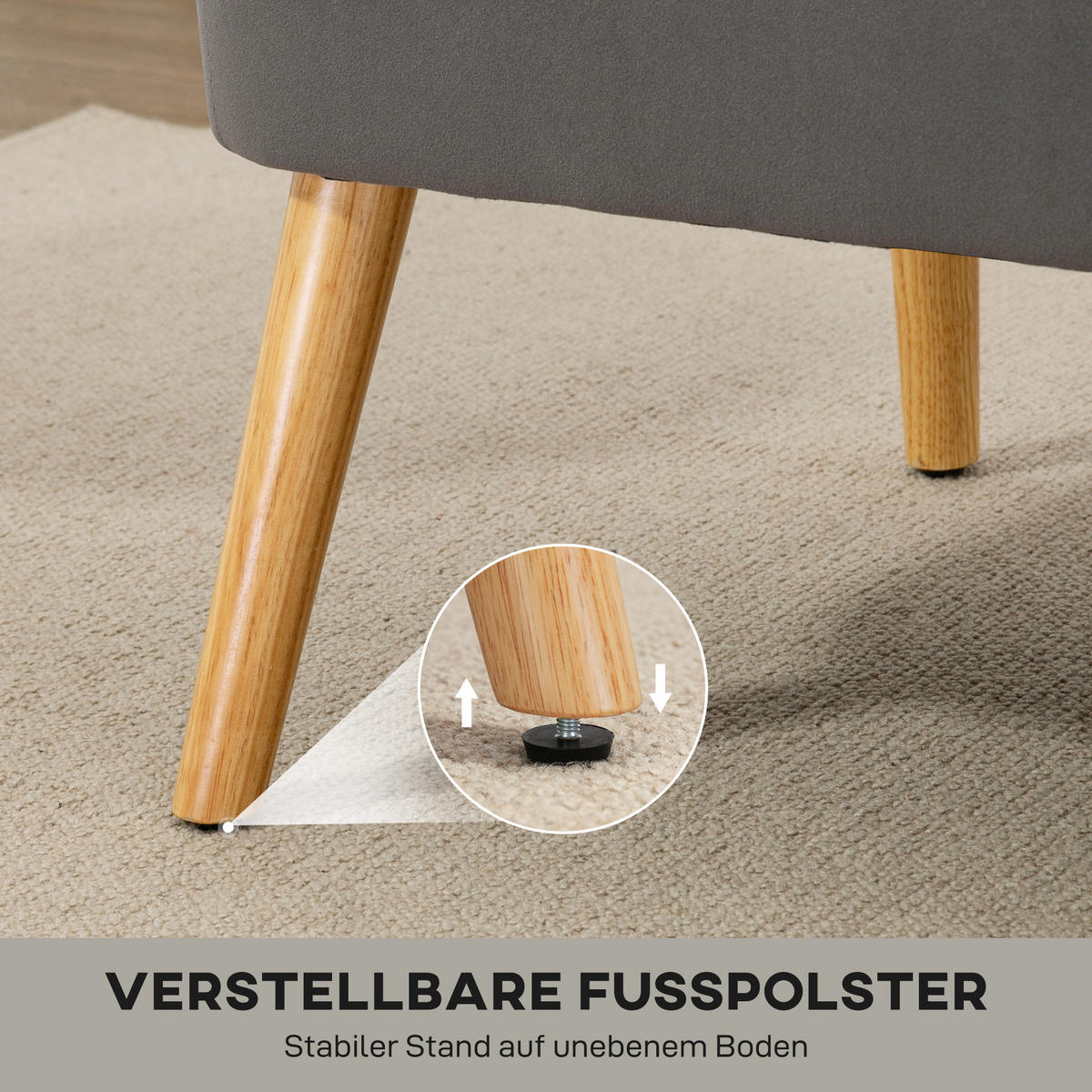 SOFA Polyester Dunkelgrau - Dunkelgrau, Holz/Textil (56.5/77/117cm) - HOMCOM