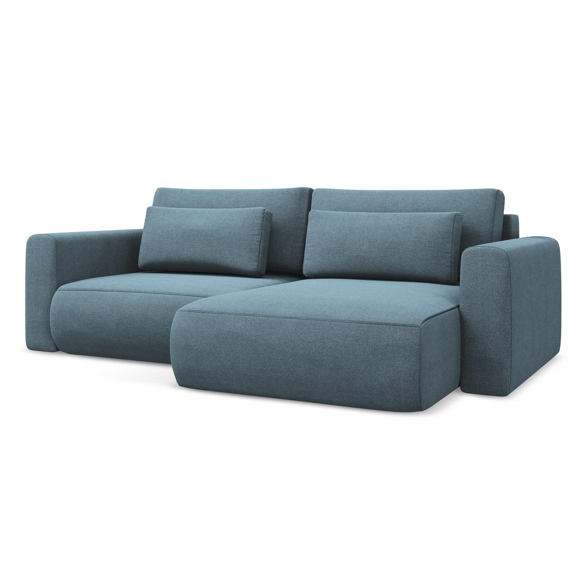 ECKSOFA mit Schlaffunktion Strukturstoff Stoff Blau - Blau/Schwarz, Kunststoff/Textil (240/149cm) - LaMiaSofa