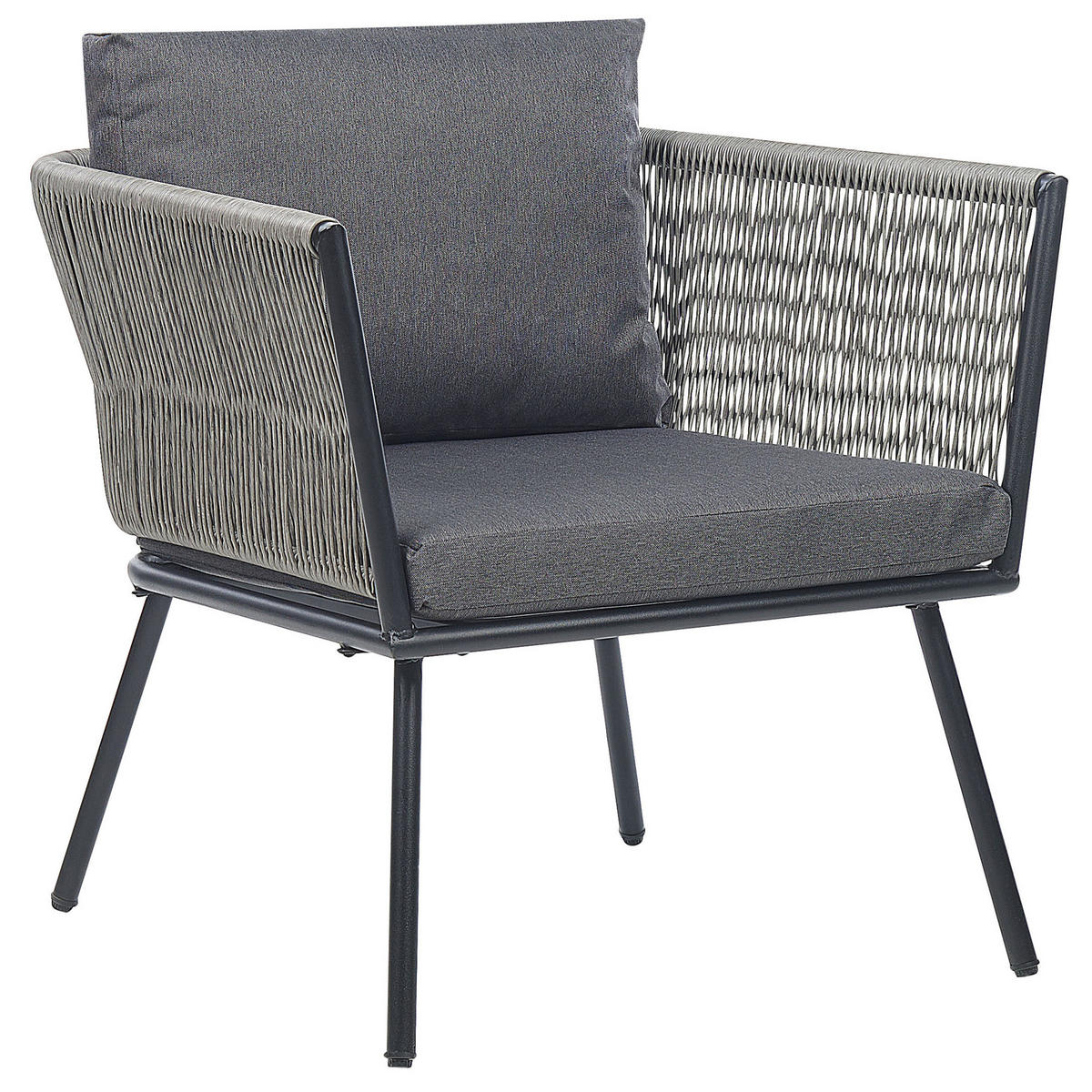 BALKONSET 2-Sitzer Rattan hellgrau Auflagen grau Gargano - Schwarz/Grau, Kunststoff/Textil - Beliani