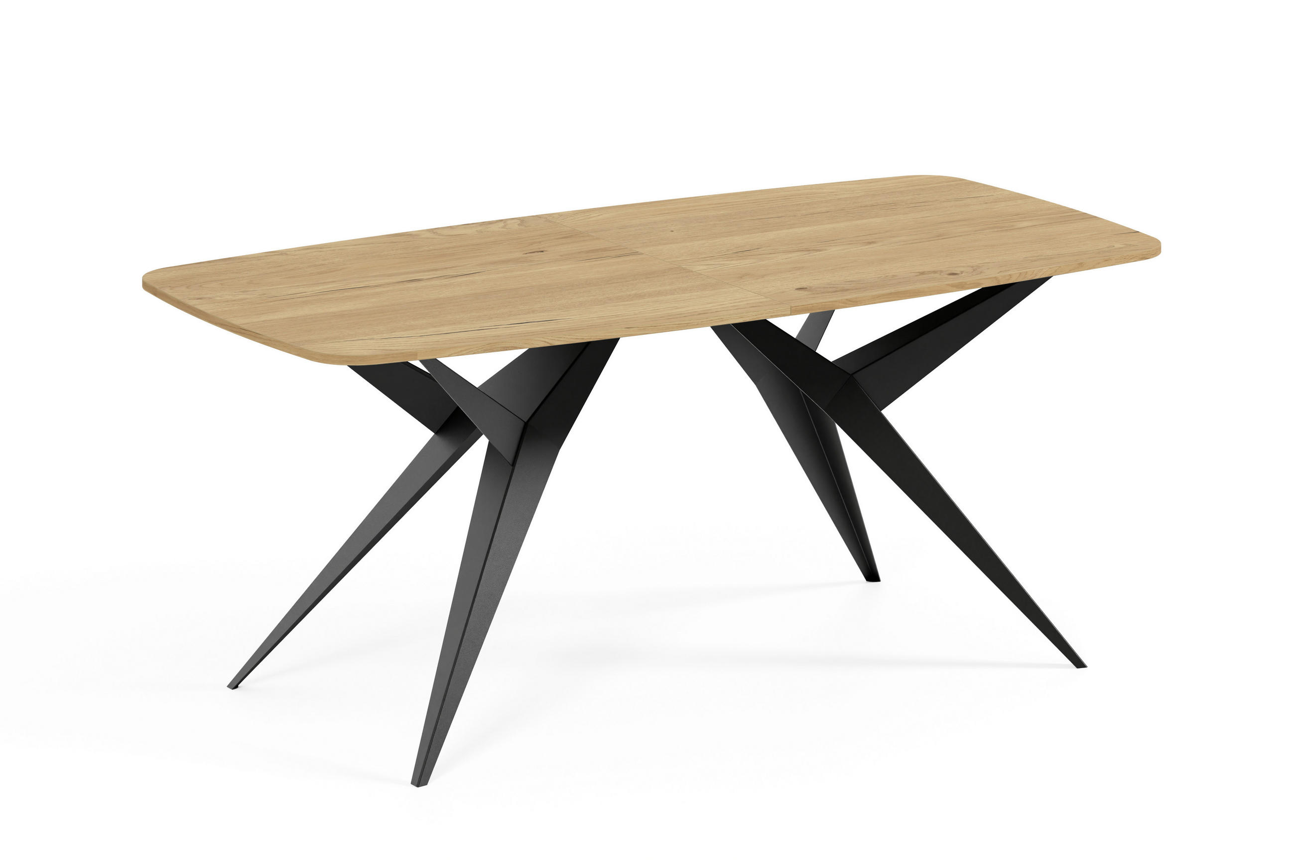 ESSTISCH AXIS - Eichefarben/Schwarz, Holzwerkstoff/Metall (90/180/76cm) - Meblini