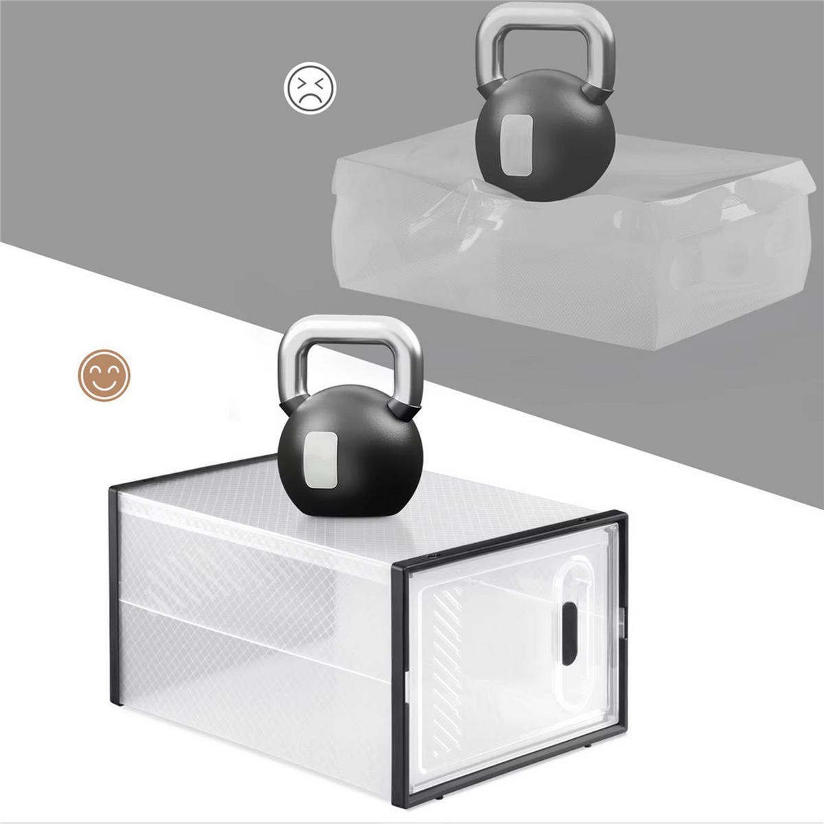 SCHUHSCHRANK 18 Stück Stapelbar Schwarz Transparent Magnettür - Transparent, Kunststoff (75/111.5/35.5cm) - Kaket