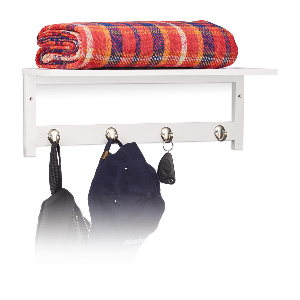 WANDREGAL - Weiß, Holz/Metall (50/17.5/16cm) - Relaxdays
