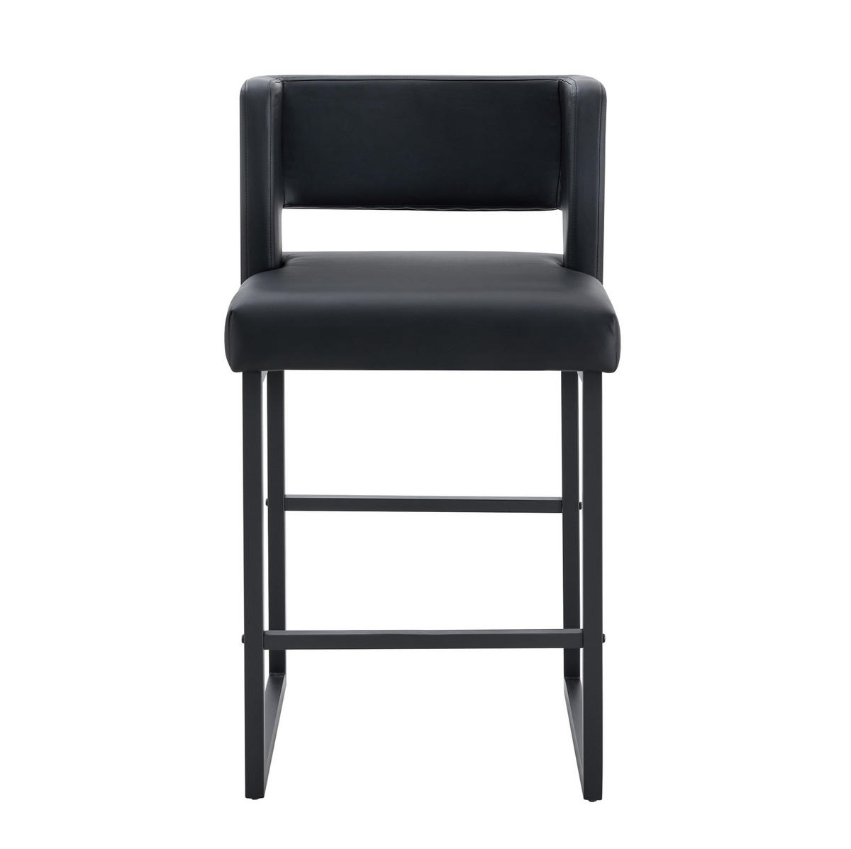 BARHOCKER Schwarz mit gepolstertem PU-Sitz - Schwarz, Metall (53.3/91.4/48cm) - MIVRAY