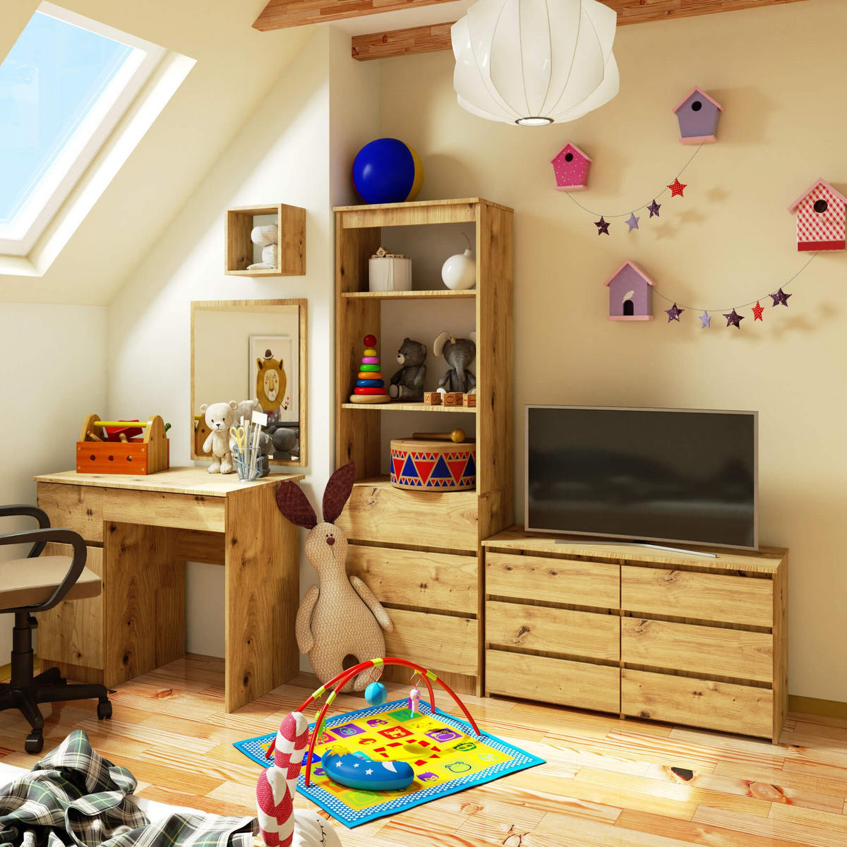 KOMMODE CL100 6 Schubladen, Artisan, 35x100x57 cm - Eiche Artisan, Holz (100/57/35cm) - Milordbikes