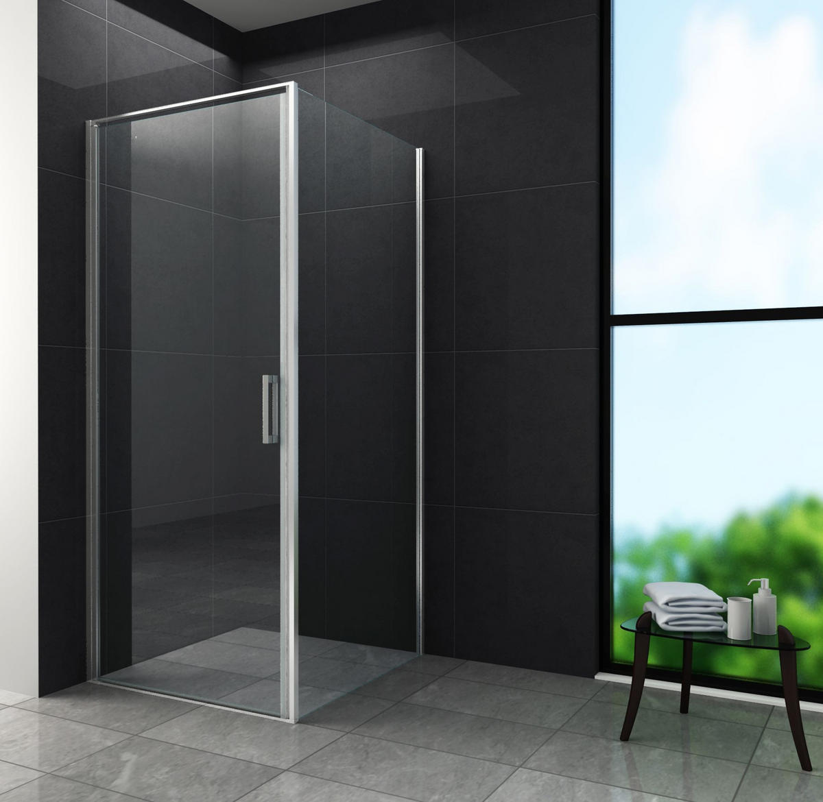 DUSCHKABINE CASSETTA Chromfarben 100 x 100 x 195 cm 8 mm ESG - Chromfarben, Glas (100/100/195cm) - Glasdeals