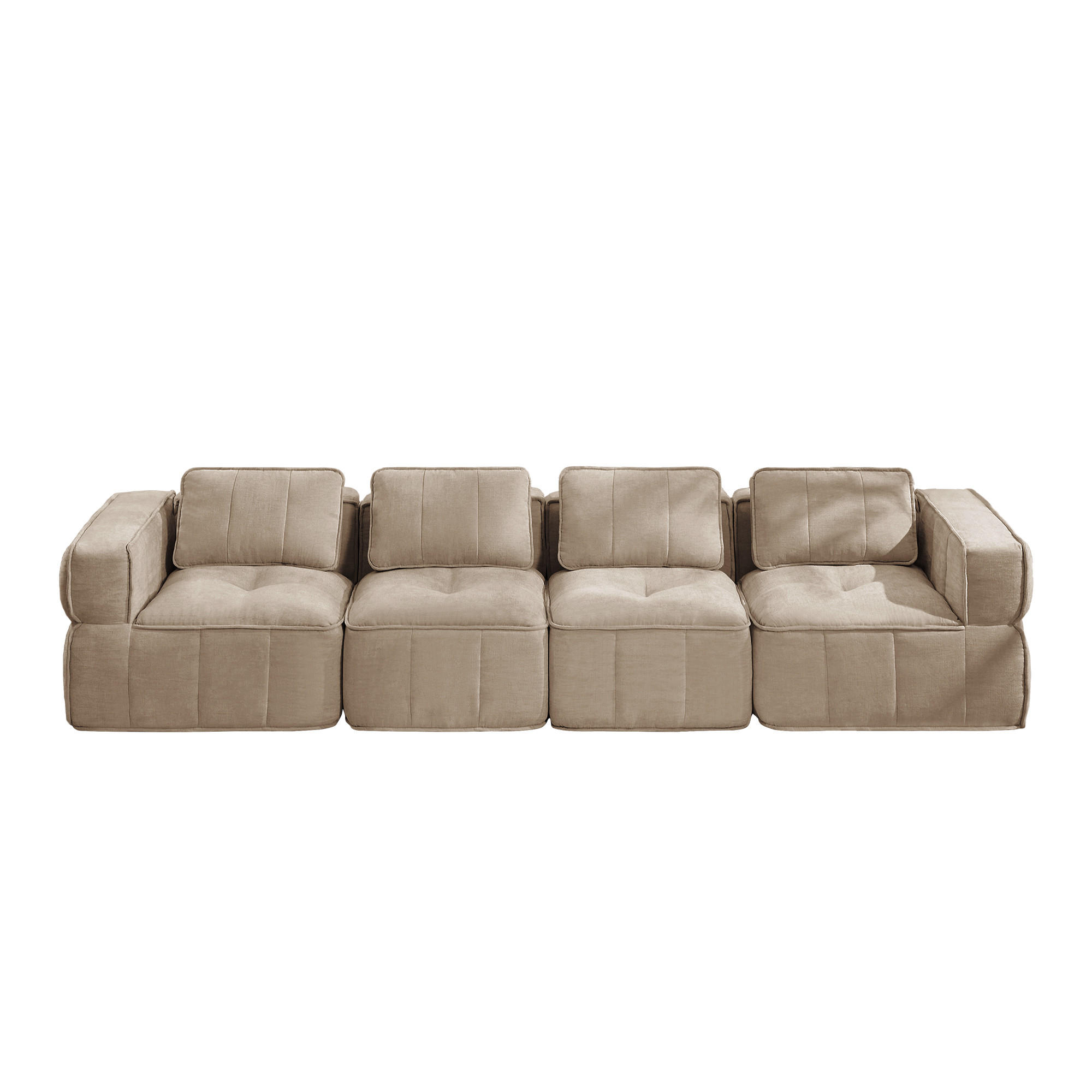 CANAPEA 4 LOCURI, minimalist, Poliester-nisipiu