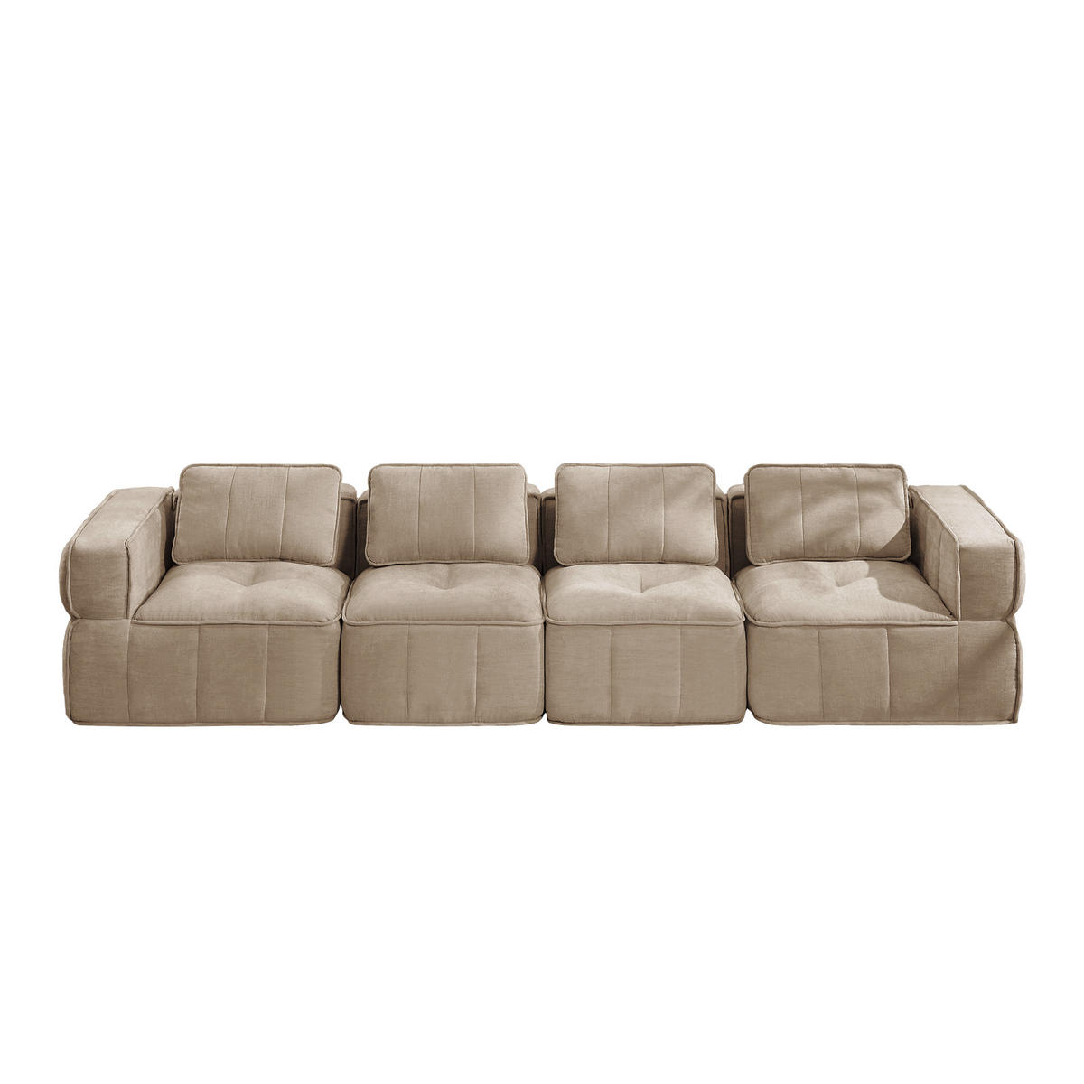 4-SITZER-SOFA DE-34428 mit stützenloses Design Sand - Sandfarben, Textil (93/67/344cm) - ComfortXL