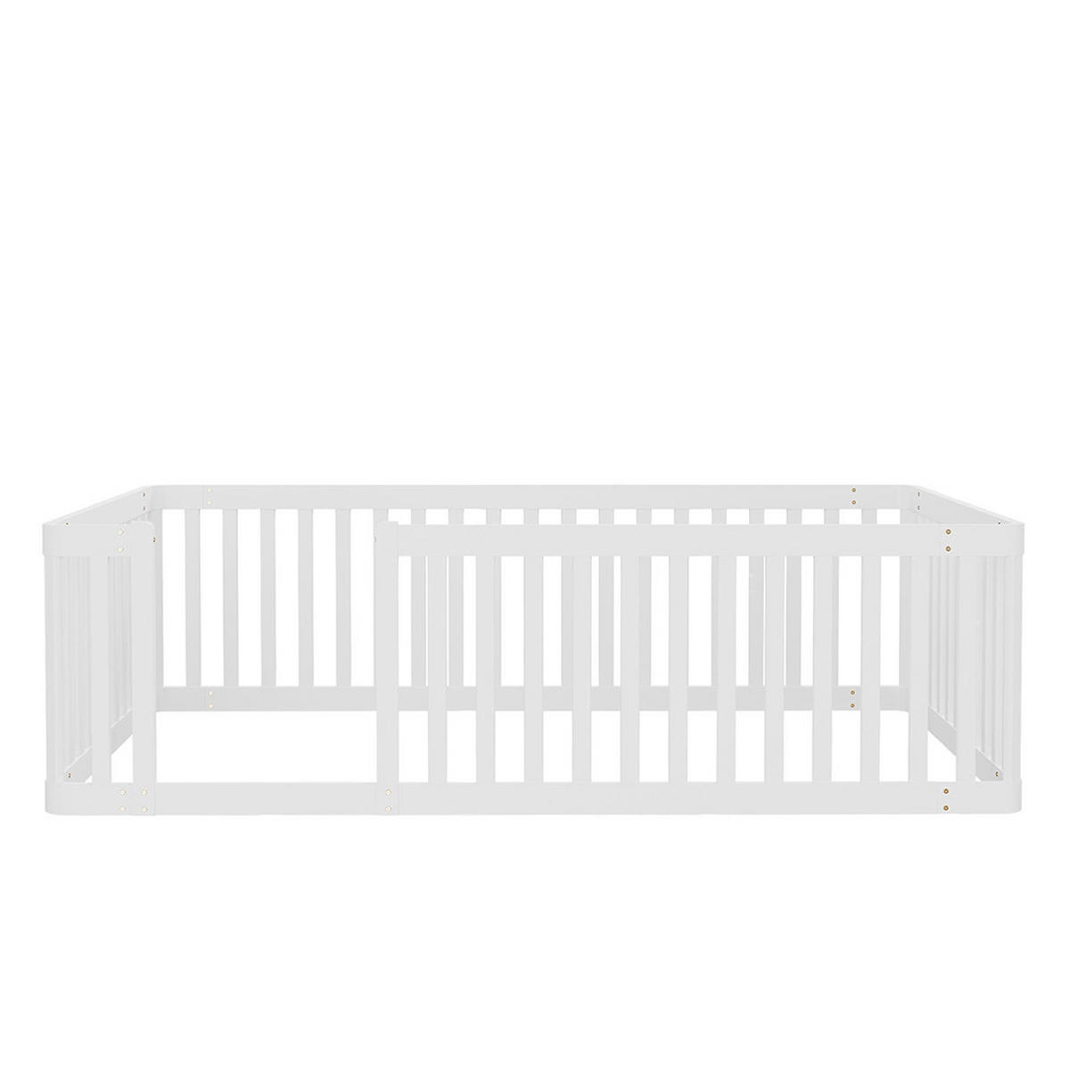 PLATTFORMBETT 90x200 cm mit Zaun, Weiß - Weiß, Holz (90/200cm) - KOMHTOM