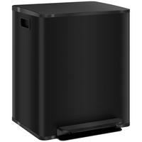 MÜLLEIMER 2 x 25L Treteimer mit Deckel, Fußpedal, Inneneimer, Edelstahl - Schwarz, Metall (37.5/56/47.7cm) - HOMCOM