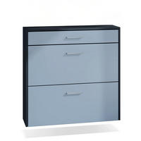 HÄNGENDER-SCHUHSCHRANK Roma Air Schmal mit 2 Klappen und 1 Schublade, Platzsparender Schuhkipper, Schwarz/Beton Oxid Optik (89 x 87 x 23 cm) - Pastellblau, Holzwerkstoff (89/87/23cm) - InnoFurn