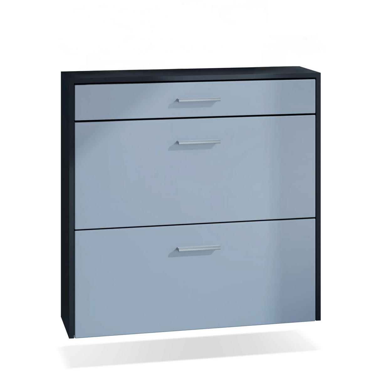 HÄNGENDER-SCHUHSCHRANK Roma Air Schmal mit 2 Klappen und 1 Schublade, Platzsparender Schuhkipper, Schwarz/Beton Oxid Optik (89 x 87 x 23 cm) - Pastellblau, Holzwerkstoff (89/87/23cm) - InnoFurn