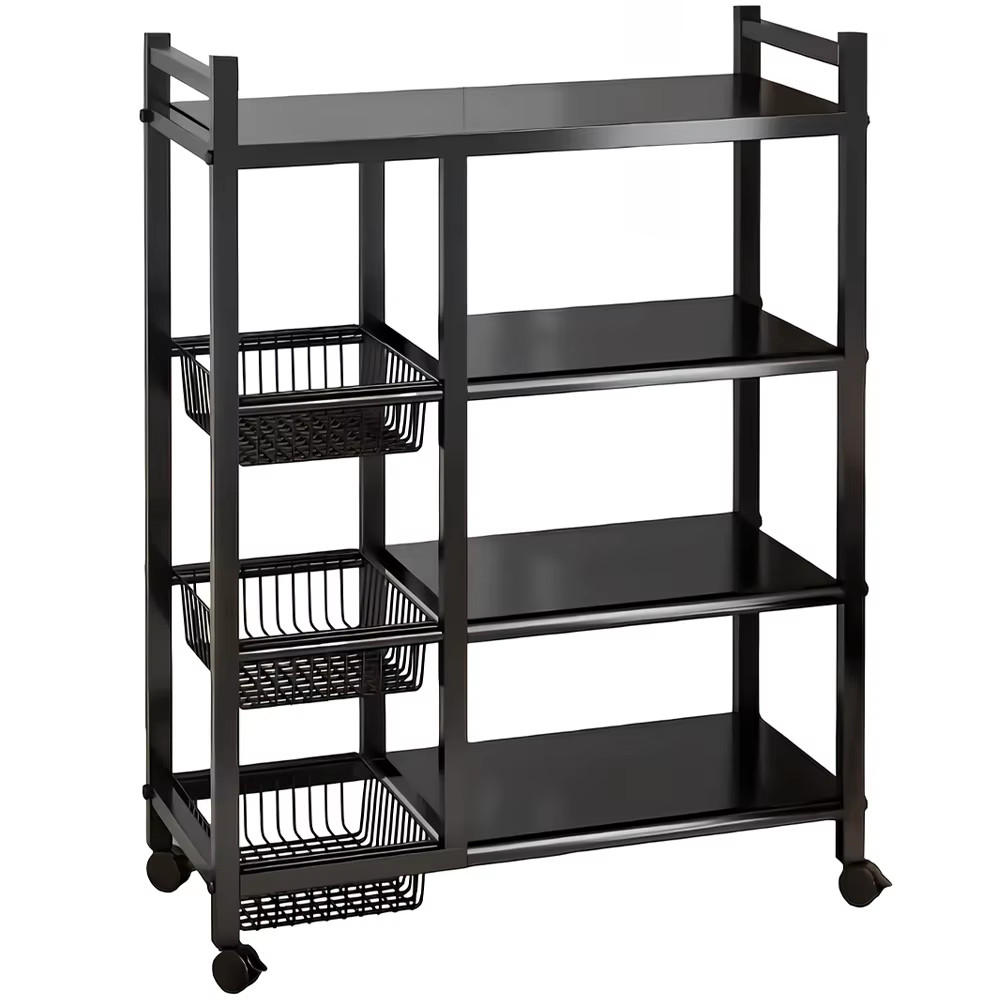 KÜCHENREGAL 92x108x32 cm Rollregal Lager Küche - Schwarz, Metall (92/108/32cm) - Kaket